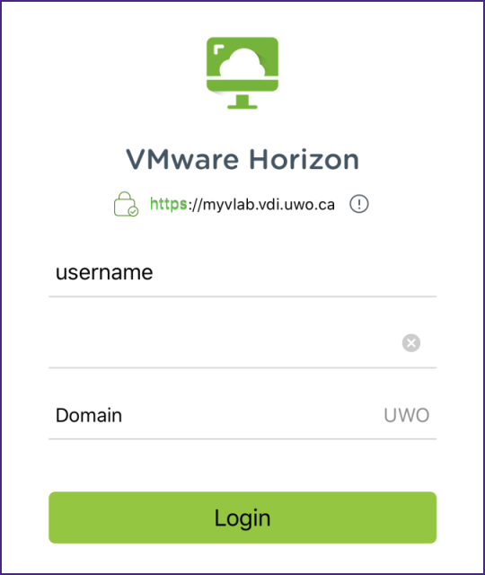 log in with username/password